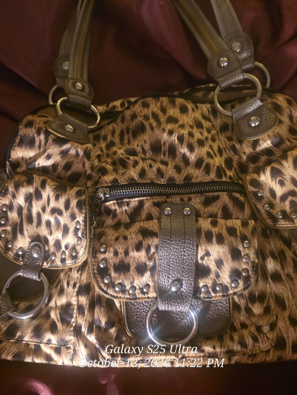 Kathy Van Zeeland Leopard Print Satchel in Brown and Black